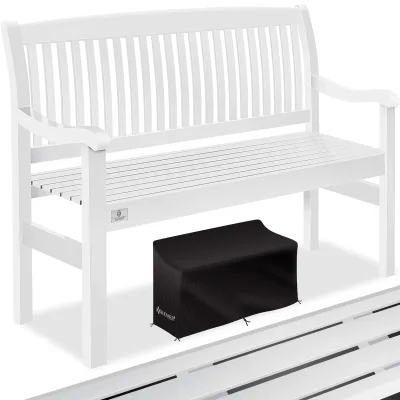 KESSER® Gartenbank Holz Holzbank wetterfest   Für 3 bis 4 Personen   Parkbank aus Massivholz   Sitzbank 320 kg belastbar   Balkonbank Bank für Balkon Terrasse & Garten inkl. Cover