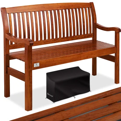 KESSER® Gartenbank Holz Holzbank wetterfest   Für 3 bis 4 Personen   Parkbank aus Massivholz   Sitzbank 320 kg belastbar   Balkonbank Bank für Balkon Terrasse & Garten inkl. Cover