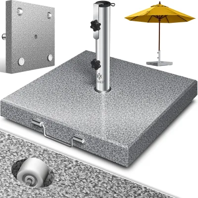 KESSER® Granit Sonnenschirmständer mit Edelstahlrohr, Hochwertiger Schirmständer Sockel 30KG - für Schirmstöcke bis 16-48 mm, Inkl. Transport Griff Garten Balkonschirmständer