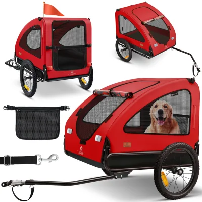 KESSER® Hundeanhänger Boxer 2-in-1 Hundebuggy Fahrradanhänger groß ca. 250L Volumen - Inkl. Fahne und Tasche - 600D Oxford Canvas, Klappbar SmartSpace Concept, maximale Belastbarkeit: 45kg