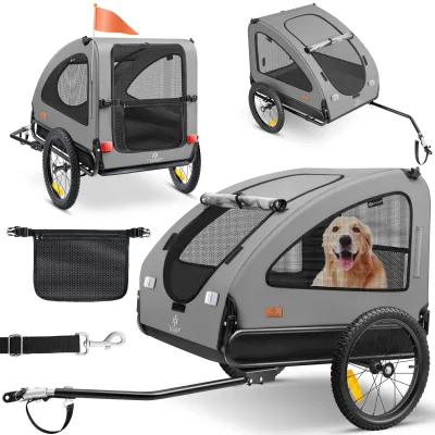 KESSER® Hundeanhänger Boxer 2-in-1 Hundebuggy Fahrradanhänger groß ca. 250L Volumen - Inkl. Fahne und Tasche - 600D Oxford Canvas, Klappbar SmartSpace Concept, maximale Belastbarkeit: 45kg
