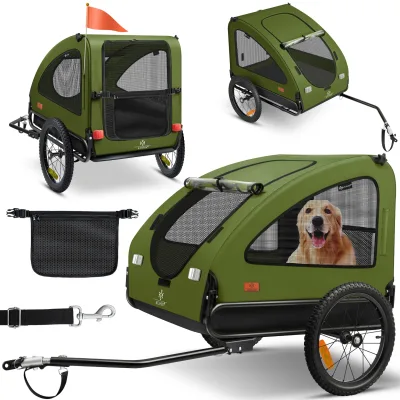 KESSER® Hundeanhänger Boxer 2-in-1 Hundebuggy Fahrradanhänger groß ca. 250L Volumen - Inkl. Fahne und Tasche - 600D Oxford Canvas, Klappbar SmartSpace Concept, maximale Belastbarkeit: 45kg
