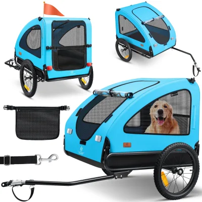 KESSER® Hundeanhänger Boxer 2-in-1 Hundebuggy Fahrradanhänger groß ca. 250L Volumen - Inkl. Fahne und Tasche - 600D Oxford Canvas, Klappbar SmartSpace Concept, maximale Belastbarkeit: 45kg
