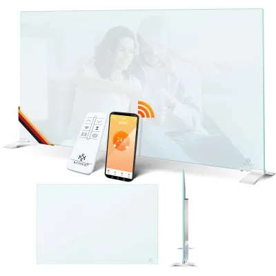 KESSER® Infrarotheizung Glaskonvektor Glasheizung Effizient 2in1 Standgerät & Wandmontage Elektroheizung mit Erkennung Offener Fenster + Fernbedienung & App-Steuerung Thermostat Heizpaneel