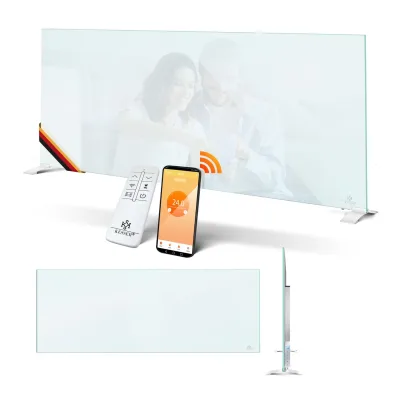 KESSER® Infrarotheizung Glaskonvektor Glasheizung Effizient 2in1 Standgerät & Wandmontage Elektroheizung mit Erkennung Offener Fenster + Fernbedienung & App-Steuerung Thermostat Heizpaneel
