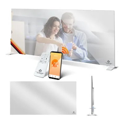 KESSER® Infrarotheizung Spiegelheizung Energiesparend 2in1 Standgerät & Wandmontage Elektroheizung mit Erkennung Offener Fenster + Fernbedienung & App-Steuerung Thermostat Infrarot Heizpaneel
