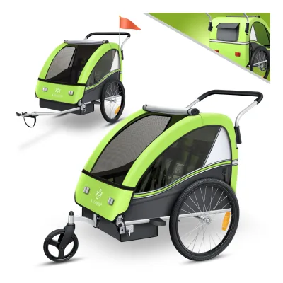 KESSER® Kinderanhänger Fahrradanhänger Sport-RX 2 in 1 Joggerfunktion Kinderfahrradanhänger + 5-Punkt Sicherheitsgurt 360°-Vorderrad Jogger Buggy Fahrrad Anhänger für 1 bis 2 Kinder max. 40kg