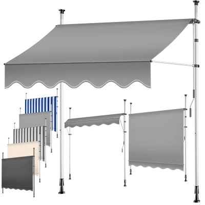 KESSER® Klemmmarkise mit Handkurbel Balkon, Balkonmarkise ohne Bohren, UV-beständig höhenverstellbar wasserabweisend , Sonnenschutz, Terrassenüberdachung , einfache Montage