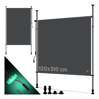 KESSER® Klemmmarkise Senkrechtmarkise außen Ausziehbar & Blickdicht   Vertikalmarkise mit Handkurbel ohne Bohren   Balkon-Sichtschutz & Windschutz für Garten & Terrasse Wasserfest