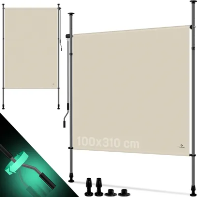 KESSER® Klemmmarkise Senkrechtmarkise außen Ausziehbar & Blickdicht   Vertikalmarkise mit Handkurbel ohne Bohren   Balkon-Sichtschutz & Windschutz für Garten & Terrasse Wasserfest