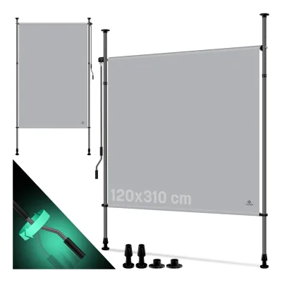 KESSER® Klemmmarkise Senkrechtmarkise außen Ausziehbar & Blickdicht   Vertikalmarkise mit Handkurbel ohne Bohren   Balkon-Sichtschutz & Windschutz für Garten & Terrasse Wasserfest