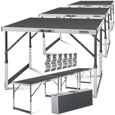 KESSER® Multifunktionstisch Profi 3- teilig, 100 x 60 cm, Tapeziertisch 30kg Tragkraft je Tisch Mit Ausziehfunktion Klapptisch Flohmarktisch Beistelltisch Mehrzwecktisch Campingtisch höhenverstellbar