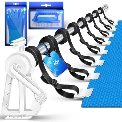 KESSER® Pool Aufroller Premium Aufrollsystem 1,05m - 6,15 m für Solarplane   mobiles Aufrollvorrichtung für Poolplane & Abdeckung inkl. Bänder, Bürste & Handschuhe   witterungsbeständiges Material