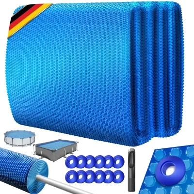 KESSER® Pool Solarabdeckplane   Solarfolie Stärke 120µm   Solarabdeckung Solarplane zuschneidbar   Poolsolarplane Solar Folie inkl. 1x Schere, 1x Lochzange & 12x Ösen   Poolheizung für Wassererwärmung
