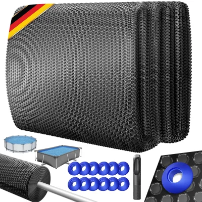 KESSER® Pool Solarabdeckplane   Solarfolie Stärke 120µm   Solarabdeckung Solarplane zuschneidbar   Poolsolarplane Solar Folie inkl. 1x Schere, 1x Lochzange & 12x Ösen   Poolheizung für Wassererwärmung