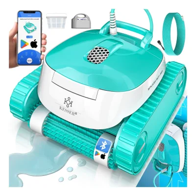 KESSER® Poolroboter für Boden und Wand, Poolsauger bis 100m² Pools & eine leistungsstarke Reinigung, Poolreiniger vollautomatisch mit App-Funktion & Kontrollmodul, Inkl. Abdeckung, Klettermechanismus