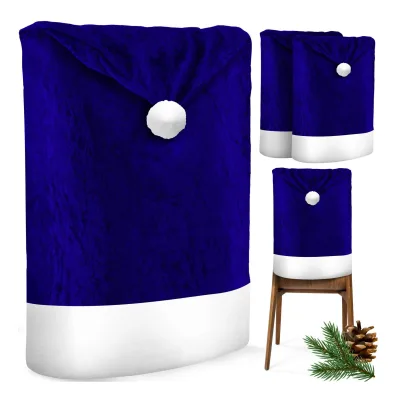 KESSER® Premium Weihnachtsstuhlüberzug Set Stuhlhussen für Weihnachten Nikolausmütze Stuhlbezug Husse Weihnachtsdeko für Stühle Überzieher - Stuhlabdeckung im weihnachtlichen Design