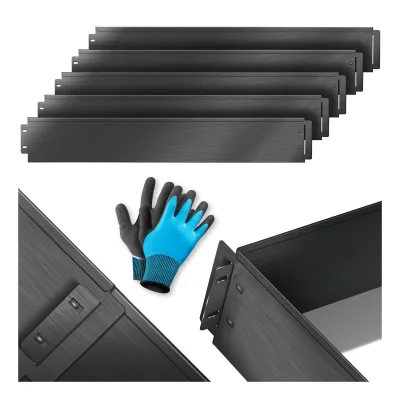 KESSER® Rasenkante Beeteinfassung Beetumrandung 5 bis 50m Beetbegrenzung Rasenbleche Mähkante Metall Palisade Inkl. Handschuhe