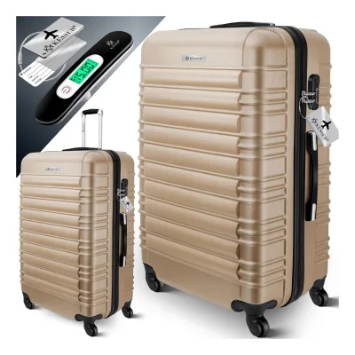 KESSER® Reisekoffer Hartschalen-Koffer Inkl. Kofferwaage + Gepäckanhänger Trolley Gepäck Rollkoffer Zahlenschloss 4 Rollen ABS-Hartschale Teleskopgriff
