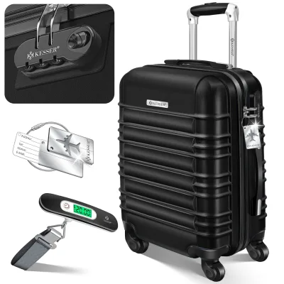 KESSER® Reisekoffer Hartschalen-Koffer Inkl. Kofferwaage + Gepäckanhänger Trolley Gepäck Rollkoffer Zahlenschloss 4 Rollen ABS-Hartschale Teleskopgriff
