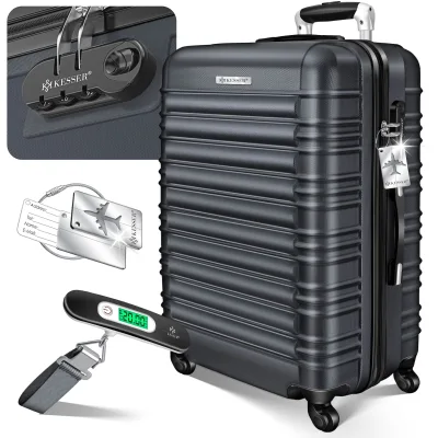 KESSER® Reisekoffer Hartschalen-Koffer Inkl. Kofferwaage + Gepäckanhänger Trolley Gepäck Rollkoffer Zahlenschloss 4 Rollen ABS-Hartschale Teleskopgriff