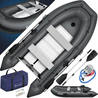 KESSER® Schlauchboot  für 2 - 4 Personen - WAVE Motor geeignet Freizeitboot Paddelboot Motorboot Angelboot - mit 1 - 2 Sitzbänken -  Alu-Boden Paddel Pumpe Reparaturset & Tasche aufblasbar PVC