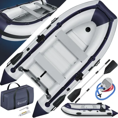 KESSER® Schlauchboot  für 2 - 4 Personen - WAVE Motor geeignet Freizeitboot Paddelboot Motorboot Angelboot - mit 1 - 2 Sitzbänken -  Alu-Boden Paddel Pumpe Reparaturset & Tasche aufblasbar PVC