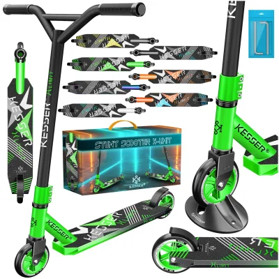 KESSER® Scooter Funscooter Stuntscooter X-Limit - 360° Lenkung mit ABEC 9 Kugellagern 100 mm PU Räder Robuster Kickscooter Tretroller Cityroller Trick Roller für Kinder Erwachsene