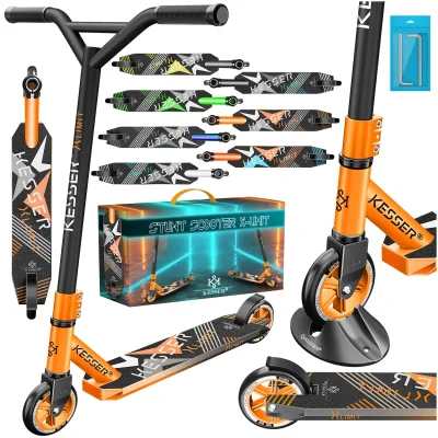 KESSER® Scooter Funscooter Stuntscooter X-Limit - 360° Lenkung mit ABEC 9 Kugellagern 100 mm PU Räder Robuster Kickscooter Tretroller Cityroller Trick Roller für Kinder Erwachsene