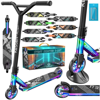 KESSER® Scooter Funscooter Stuntscooter X-Limit - 360° Lenkung mit ABEC 9 Kugellagern 100 mm PU Räder Robuster Kickscooter Tretroller Cityroller Trick Roller für Kinder Erwachsene