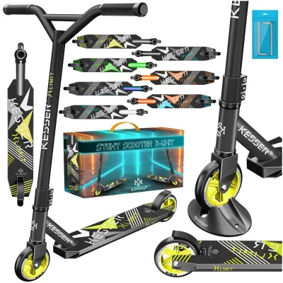 KESSER® Scooter Funscooter Stuntscooter X-Limit - 360° Lenkung mit ABEC 9 Kugellagern 100 mm PU Räder Robuster Kickscooter Tretroller Cityroller Trick Roller für Kinder Erwachsene