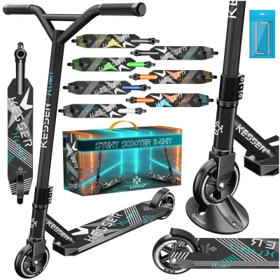 KESSER® Scooter Funscooter Stuntscooter X-Limit - 360° Lenkung mit ABEC 9 Kugellagern 100 mm PU Räder Robuster Kickscooter Tretroller Cityroller Trick Roller für Kinder Erwachsene