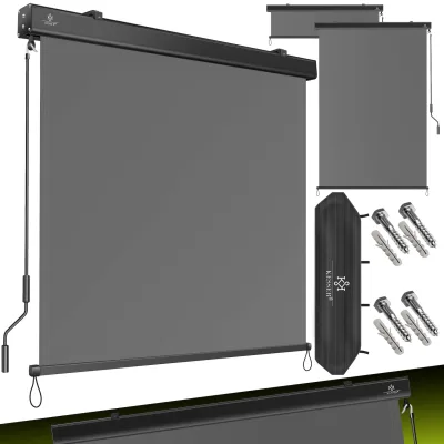 KESSER® Senkrechtmarkise Außenrollo Handkurbelmechanismus Balkonrollo Sonnen & Sichtschutz Beschattung Sonnenschutz Außen Rollo mit Kurbel Markisenkasten Balkon & Terrasse Inkl. Montageset & Abdeckung