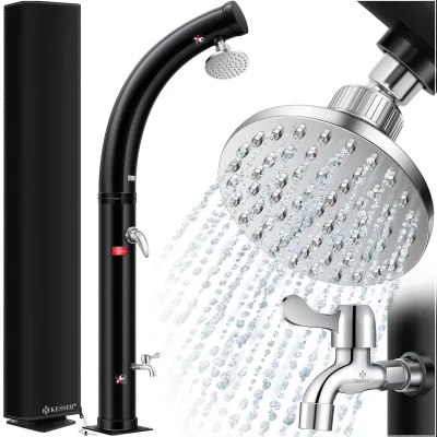 KESSER® Solar Gartendusche Solardusche Bogen mit Schutzhaube   warmes Wasser max. 60°C Pooldusche Camping   Regenduschkopf & Wasserhahn   Gartenschlauch-Anschluss