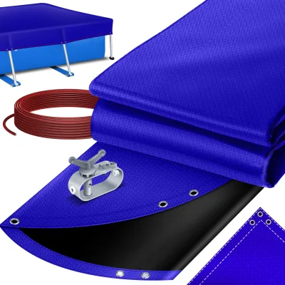 KESSER® Solar Poolabdeckung Pool Abdeckplane   Poolplane aus 200g/m² PE Material Inkl. Stahlseil + Seilspanner mit ösen Solarplane Abdeckung UV-resistente Sommer & Winter