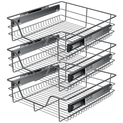 KESSER® Teleskopschublade 30-60cm Schrankbreite verchromt aus Edelstahl Schubladeneinsatz für Küchenschrank Korbauszug Schrankauszug