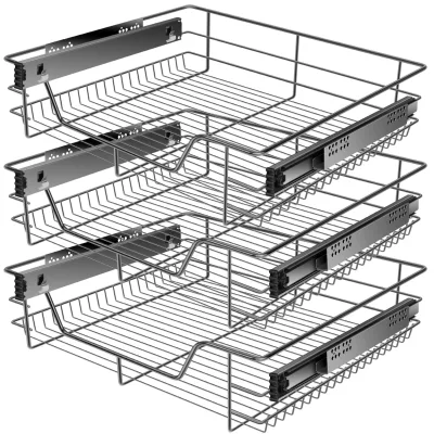 KESSER® Teleskopschublade 30-60cm Schrankbreite verchromt aus Edelstahl Schubladeneinsatz für Küchenschrank Korbauszug Schrankauszug