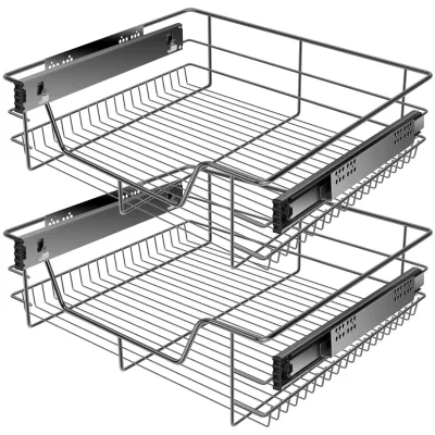 KESSER® Teleskopschublade 30-60cm Schrankbreite verchromt aus Edelstahl Schubladeneinsatz für Küchenschrank Korbauszug Schrankauszug