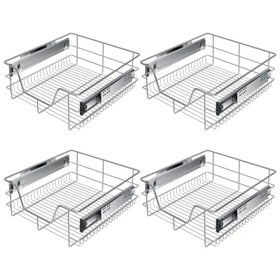 KESSER® Teleskopschublade 30-60cm Schrankbreite verchromt aus Edelstahl Schubladeneinsatz für Küchenschrank Korbauszug Schrankauszug