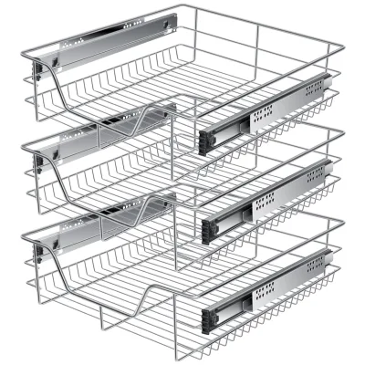 KESSER® Teleskopschublade 30-60cm Schrankbreite verchromt aus Edelstahl Schubladeneinsatz für Küchenschrank Korbauszug Schrankauszug