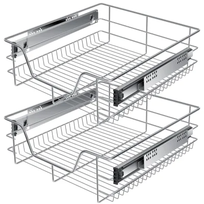 KESSER® Teleskopschublade 30-60cm Schrankbreite verchromt aus Edelstahl Schubladeneinsatz für Küchenschrank Korbauszug Schrankauszug