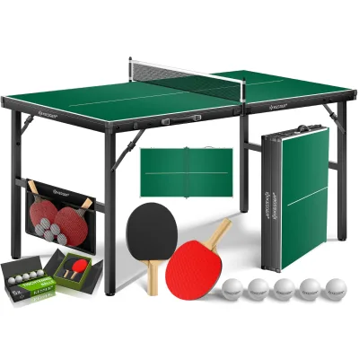 KESSER® Tischtennisplatte Mini mit Tischtennisschläger-Set, Tischtennisbällen und TT-Netz   Indoor   Unterwegs, laminierte Platte + klappbar – Kofferdesign, Kinder und Erwachsene – 153 x 76,5 cm
