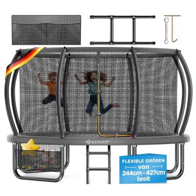 KESSER® Trampolin Outdoor Ø 244/305/366/427 cm, GS-Zertifikat, Gartentrampolin für Kinder & Erwachsene