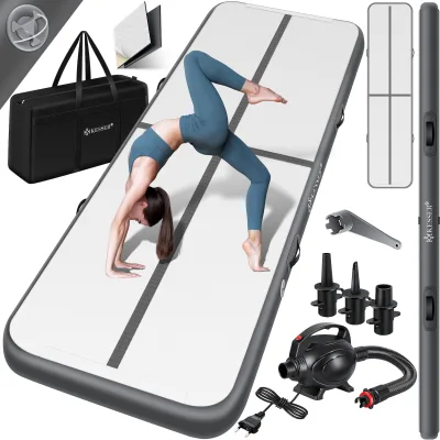 KESSER® Turnmatte Aufblasbar Airtrack 2m/3m/4m/5m/6m Fitness-Matte Gymnastikmatte   inkl. Tragetasche & elektr. Luftpumpe   Yogamatte, Tumbling Matten, Trainingsmatte, Turn- & Fitness
