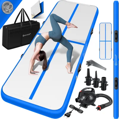 KESSER® Turnmatte Aufblasbar Airtrack 2m/3m/4m/5m/6m Fitness-Matte Gymnastikmatte   inkl. Tragetasche & elektr. Luftpumpe   Yogamatte, Tumbling Matten, Trainingsmatte, Turn- & Fitness