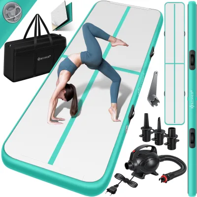 KESSER® Turnmatte Aufblasbar Airtrack 2m/3m/4m/5m/6m Fitness-Matte Gymnastikmatte   inkl. Tragetasche & elektr. Luftpumpe   Yogamatte, Tumbling Matten, Trainingsmatte, Turn- & Fitness
