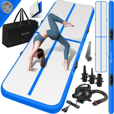 KESSER® Turnmatte Aufblasbar Airtrack 2m/3m/4m/5m/6m Fitness-Matte Gymnastikmatte   inkl. Tragetasche & elektr. Luftpumpe   Yogamatte, Tumbling Matten, Trainingsmatte, Turn- & Fitness