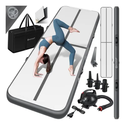 KESSER® Turnmatte Aufblasbar Airtrack 2m/3m/4m/5m/6m Fitness-Matte Gymnastikmatte   inkl. Tragetasche & elektr. Luftpumpe   Yogamatte, Tumbling Matten, Trainingsmatte, Turn- & Fitness