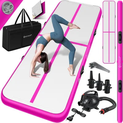 KESSER® Turnmatte Aufblasbar Airtrack 2m/3m/4m/5m/6m Fitness-Matte Gymnastikmatte   inkl. Tragetasche & elektr. Luftpumpe   Yogamatte, Tumbling Matten, Trainingsmatte, Turn- & Fitness