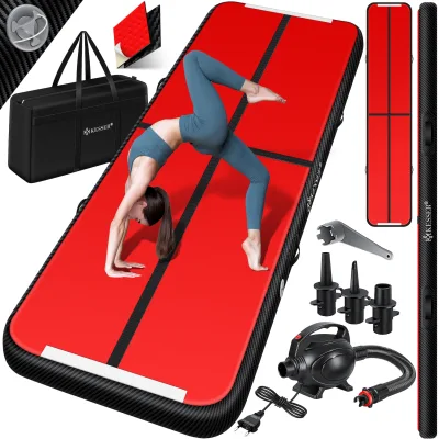 KESSER® Turnmatte Aufblasbar Airtrack 2m/3m/4m/5m/6m Fitness-Matte Gymnastikmatte   inkl. Tragetasche & elektr. Luftpumpe   Yogamatte, Tumbling Matten, Trainingsmatte, Turn- & Fitness